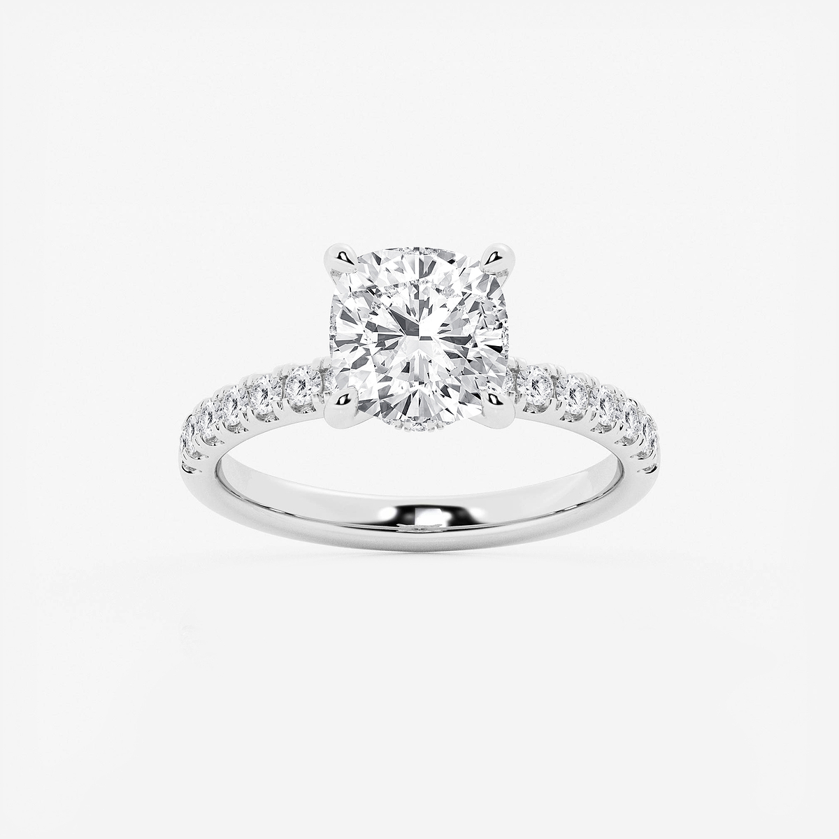 3 ctw Cushion Lab Grown Diamond Hidden Halo Engagement Ring