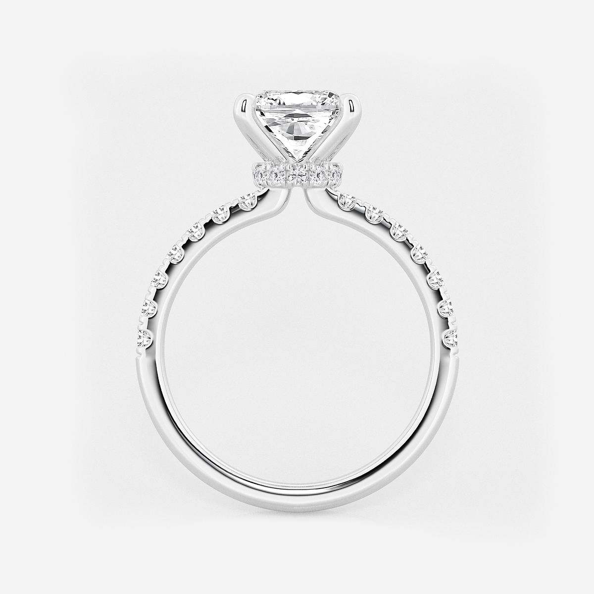 Additional Image 1 for  3 ctw Cushion Lab Grown Diamond Hidden Halo Engagement Ring