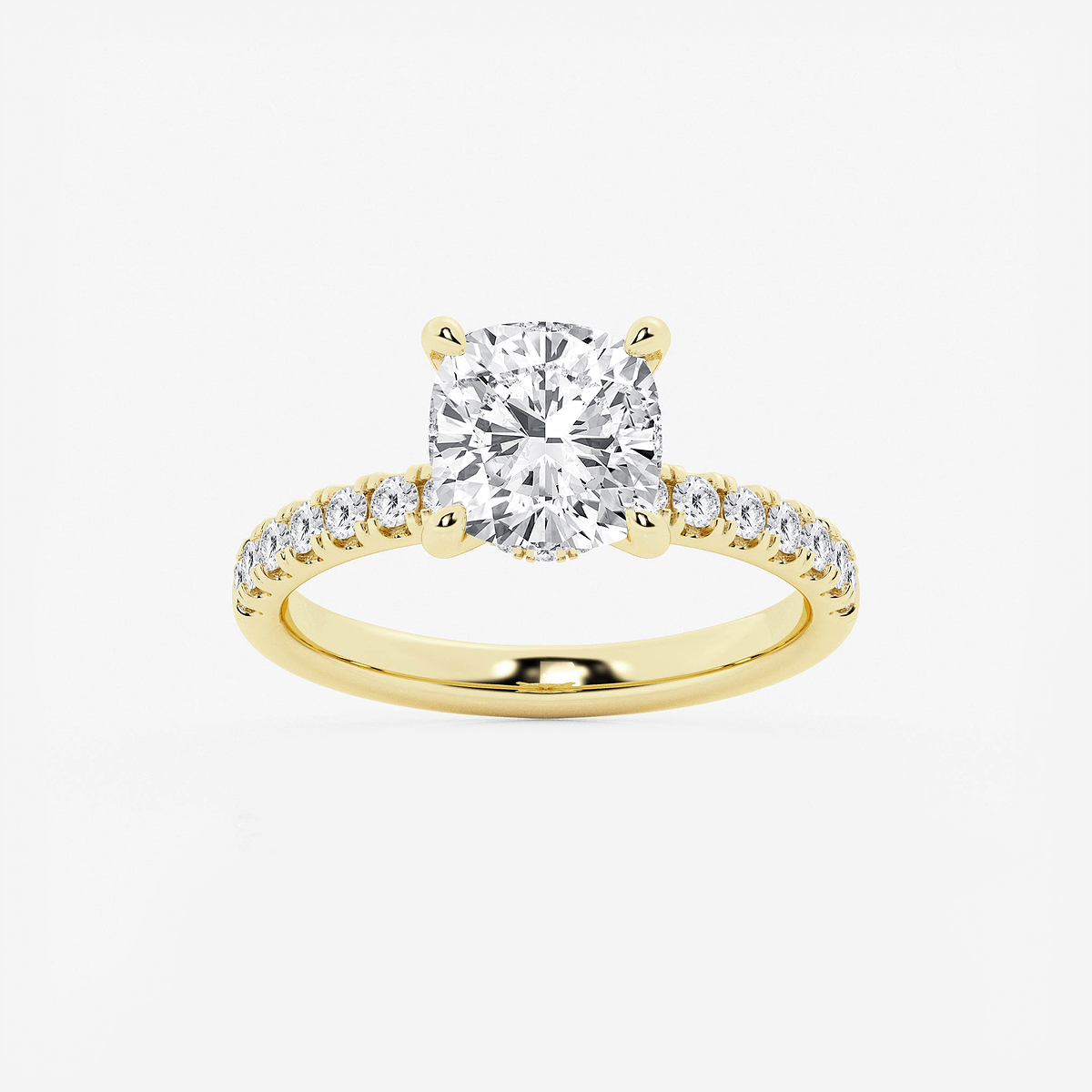 3 ctw Cushion Lab Grown Diamond Hidden Halo Engagement Ring