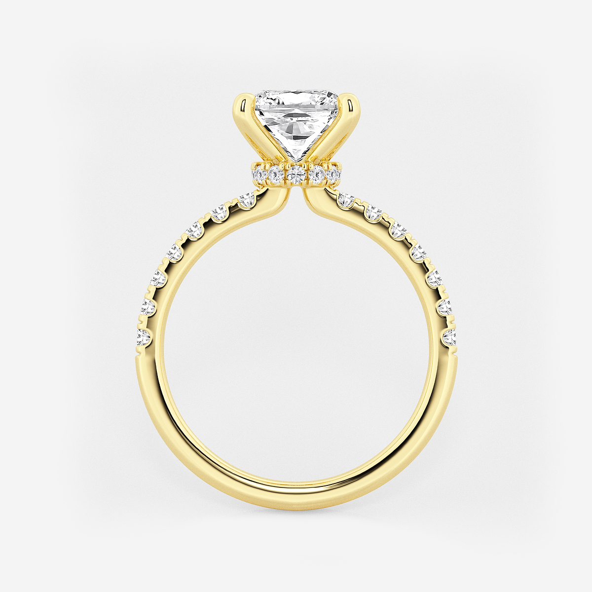 Additional Image 1 for  3 ctw Cushion Lab Grown Diamond Hidden Halo Engagement Ring