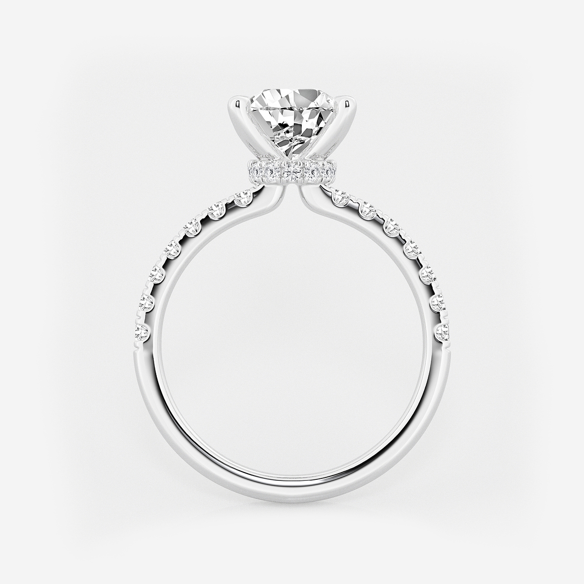 Additional Image 1 for  3 ctw Pear Lab Grown Diamond Hidden Halo Engagement Ring