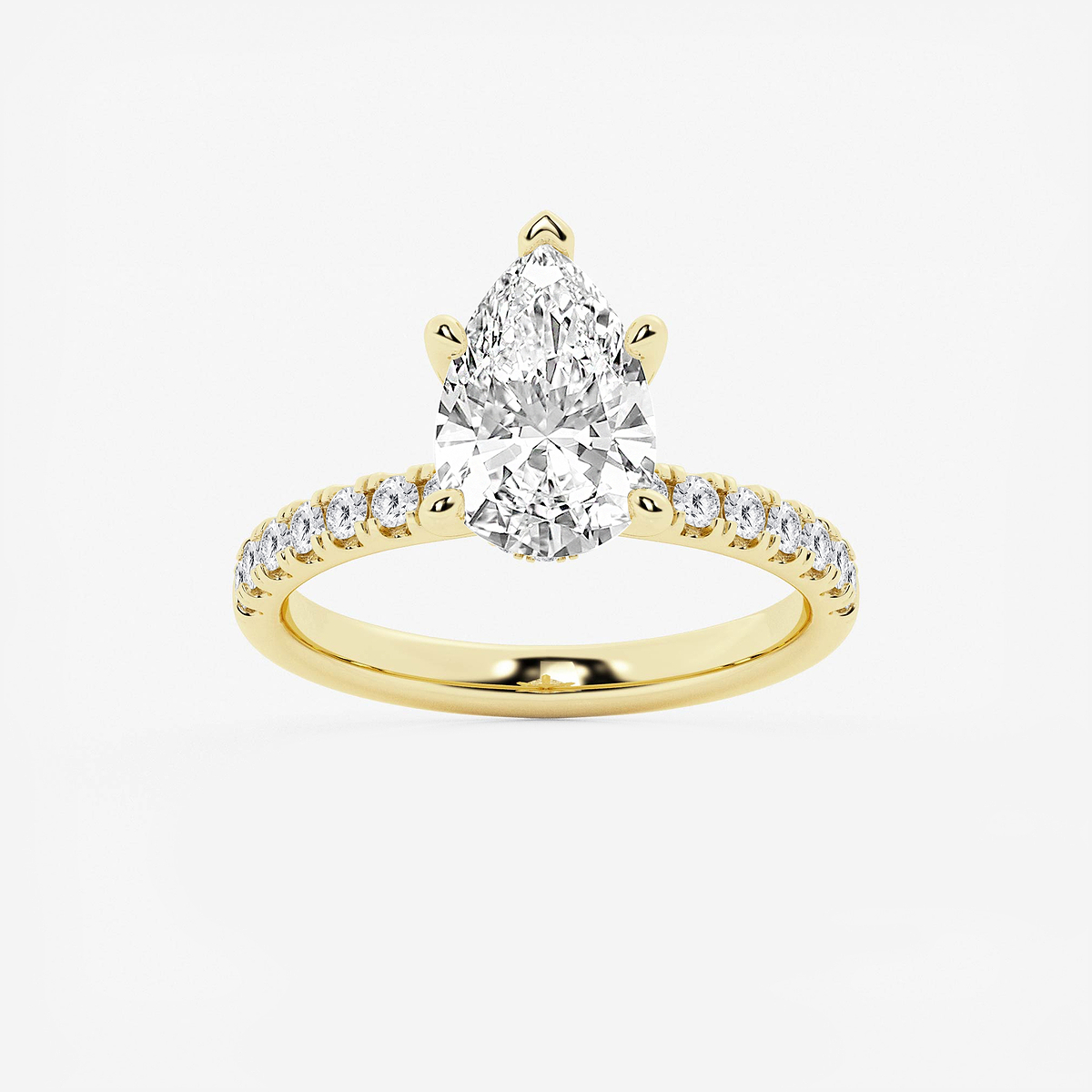 3 ctw Pear Lab Grown Diamond Hidden Halo Engagement Ring