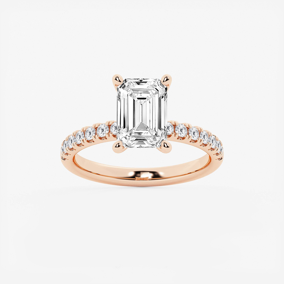 3 ctw Emerald Lab Grown Diamond Hidden Halo Engagement Ring