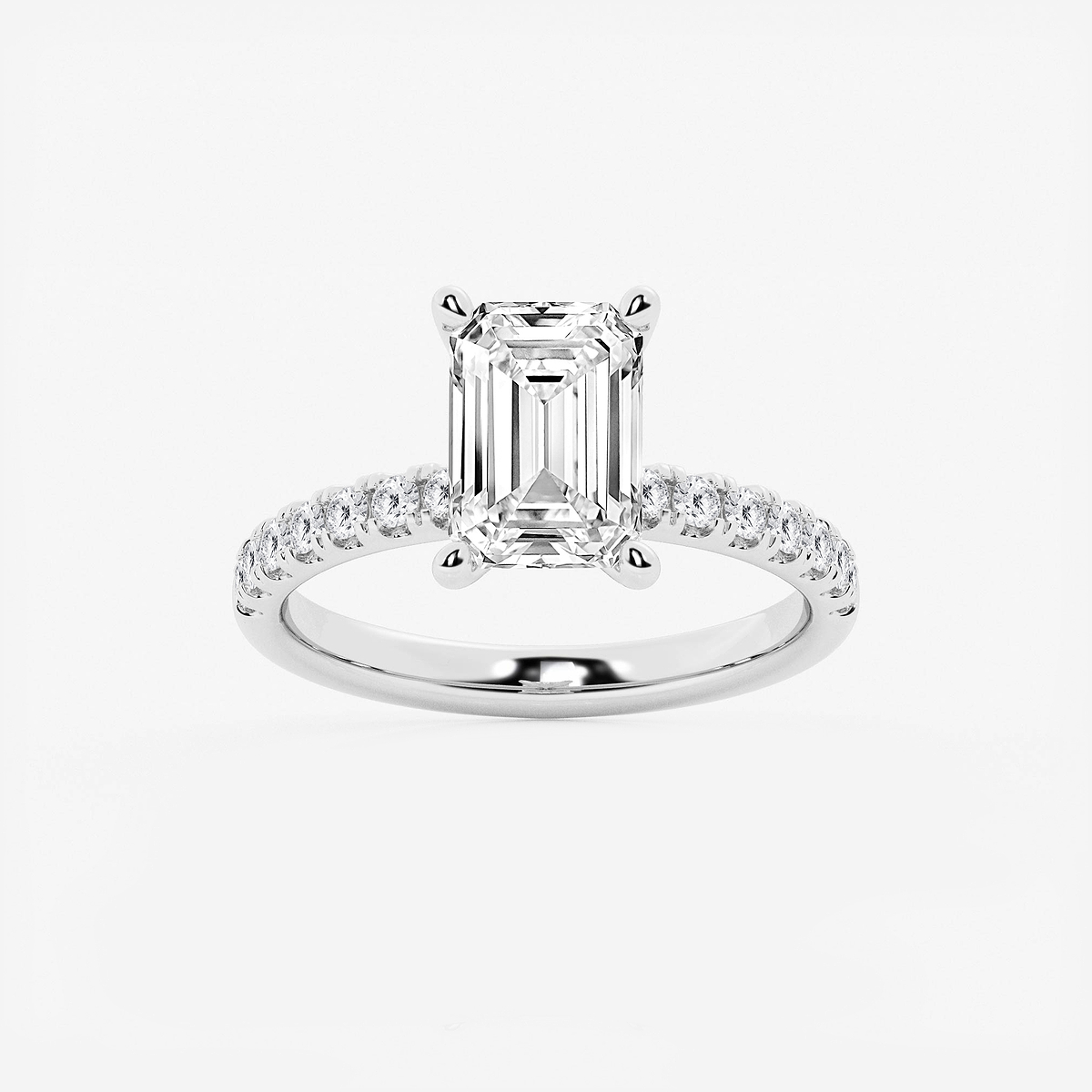 3 ctw Emerald Lab Grown Diamond Hidden Halo Engagement Ring