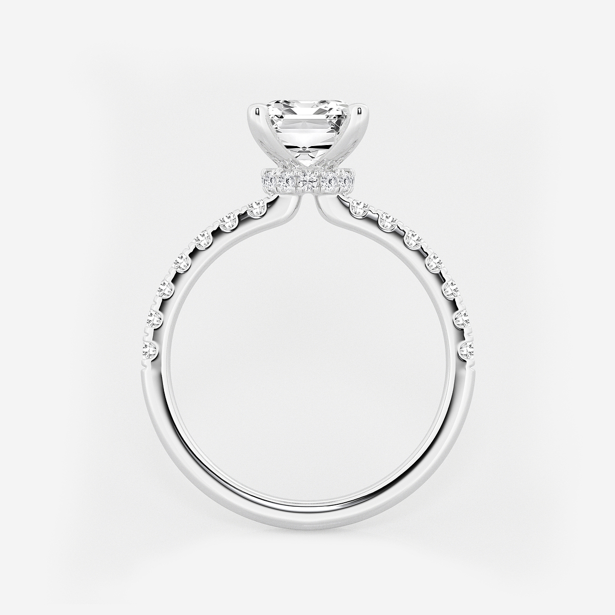 Additional Image 1 for  3 ctw Emerald Lab Grown Diamond Hidden Halo Engagement Ring