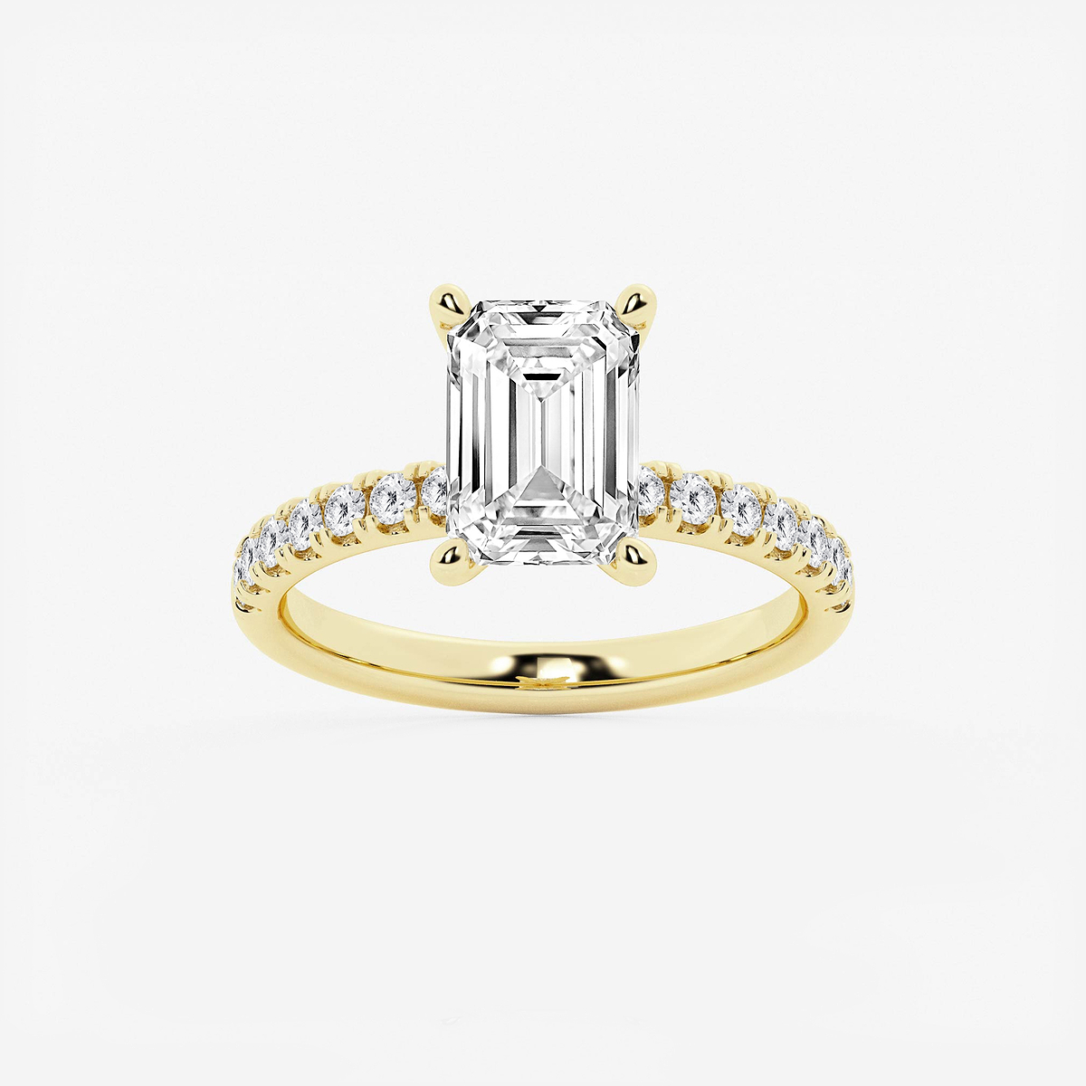 3 ctw Emerald Lab Grown Diamond Hidden Halo Engagement Ring