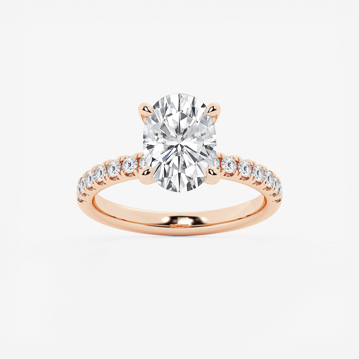 3 ctw Oval Lab Grown Diamond Hidden Halo Engagement Ring
