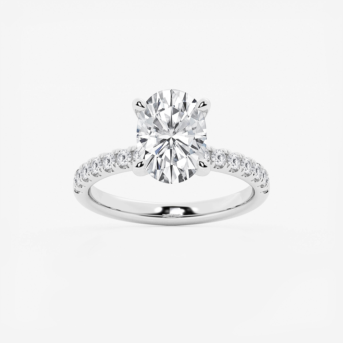 3 ctw Oval Lab Grown Diamond Hidden Halo Engagement Ring
