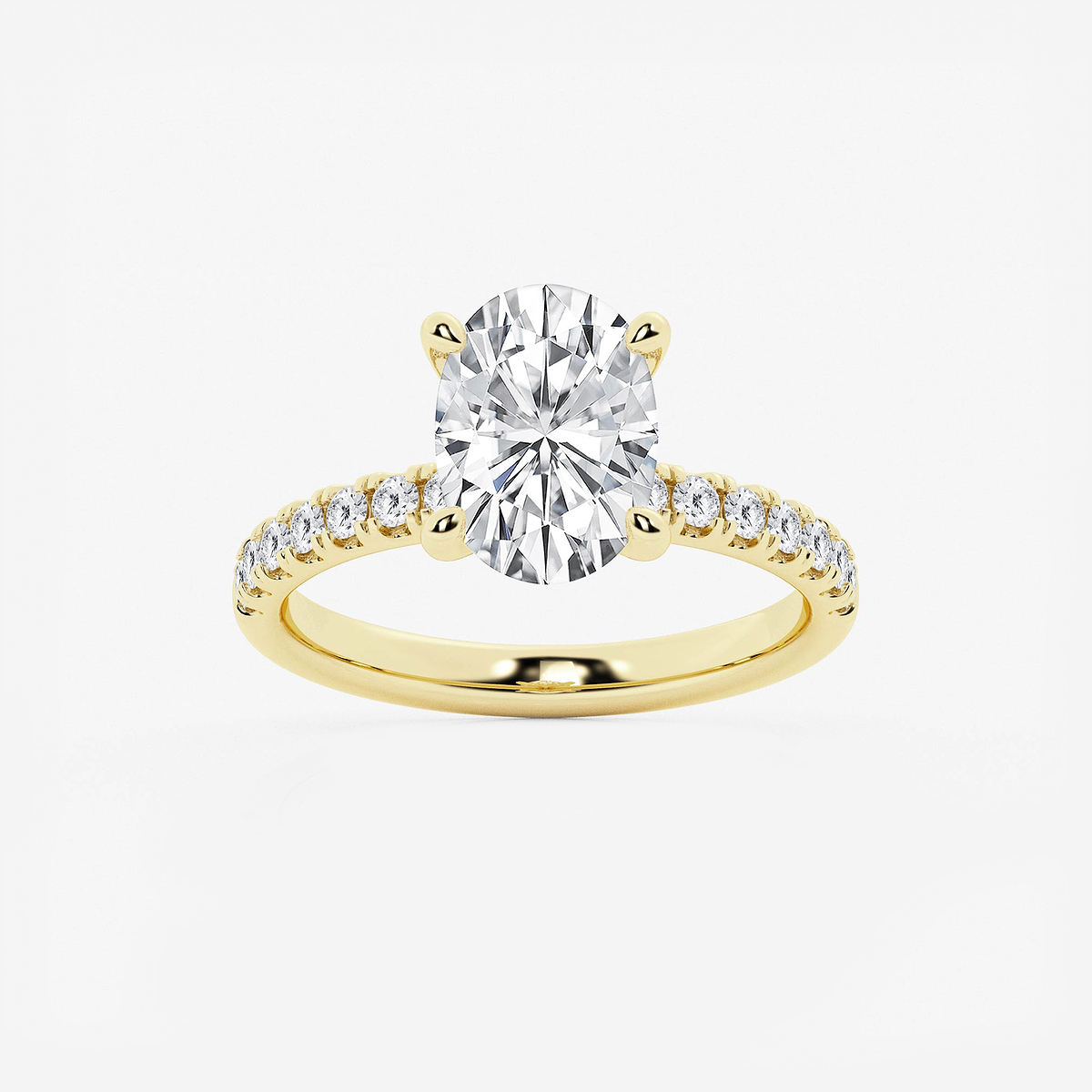 3 ctw Oval Lab Grown Diamond Hidden Halo Engagement Ring