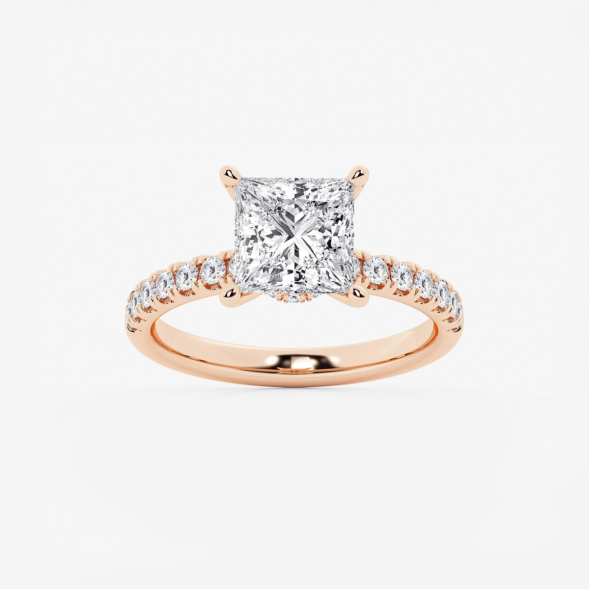 3 ctw Princess Lab Grown Diamond Hidden Halo Engagement Ring