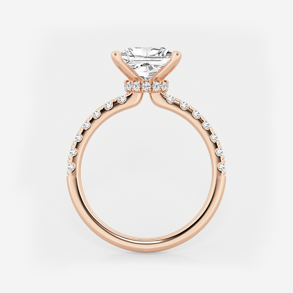 Additional Image 1 for  3 ctw Princess Lab Grown Diamond Hidden Halo Engagement Ring