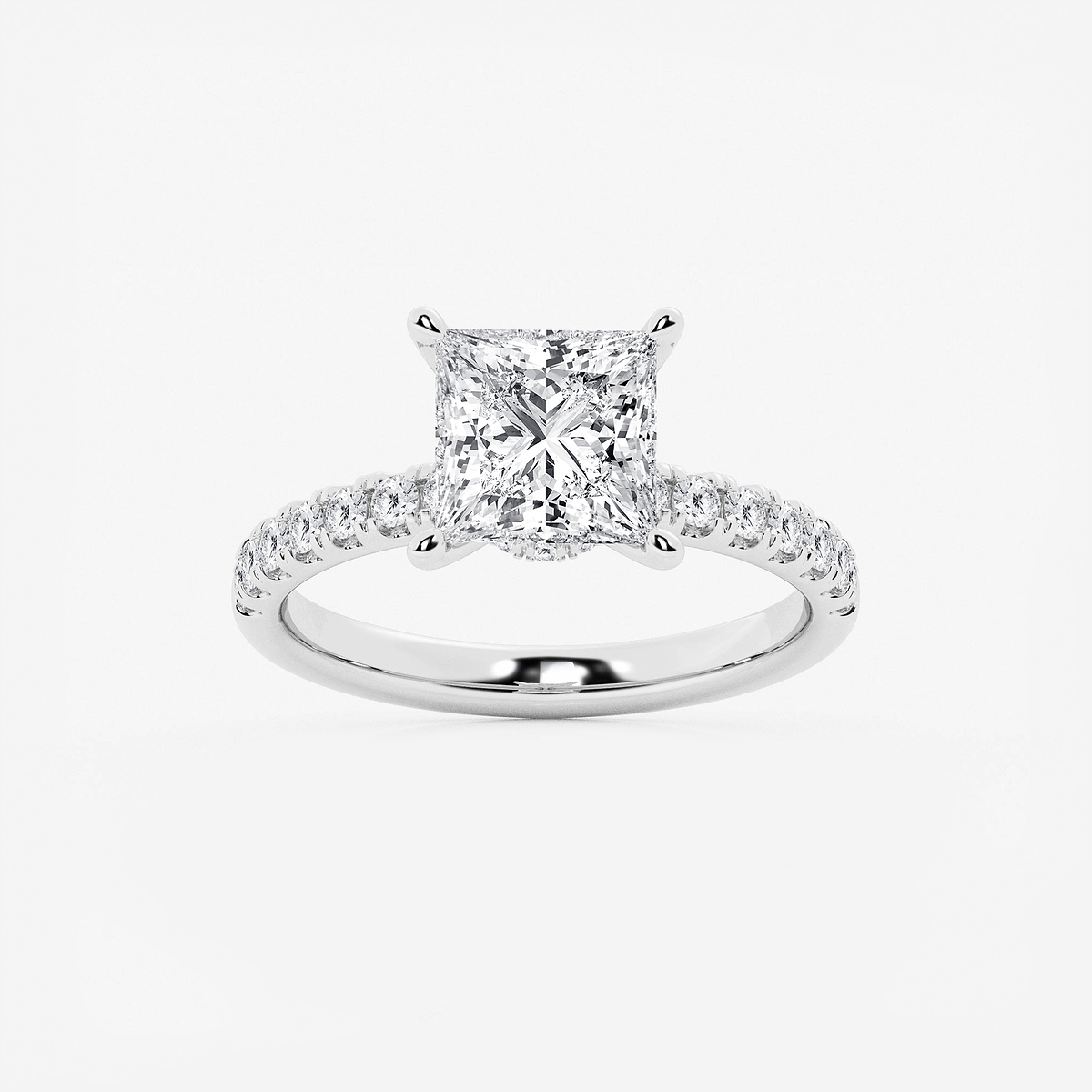 3 ctw Princess Lab Grown Diamond Hidden Halo Engagement Ring