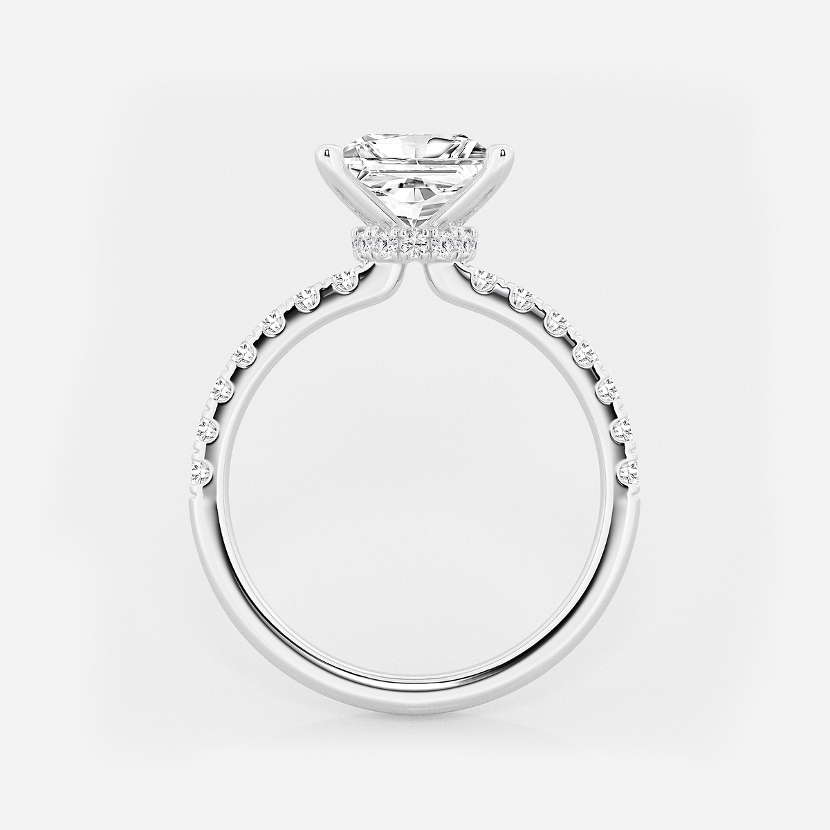 Additional Image 1 for  3 ctw Princess Lab Grown Diamond Hidden Halo Engagement Ring