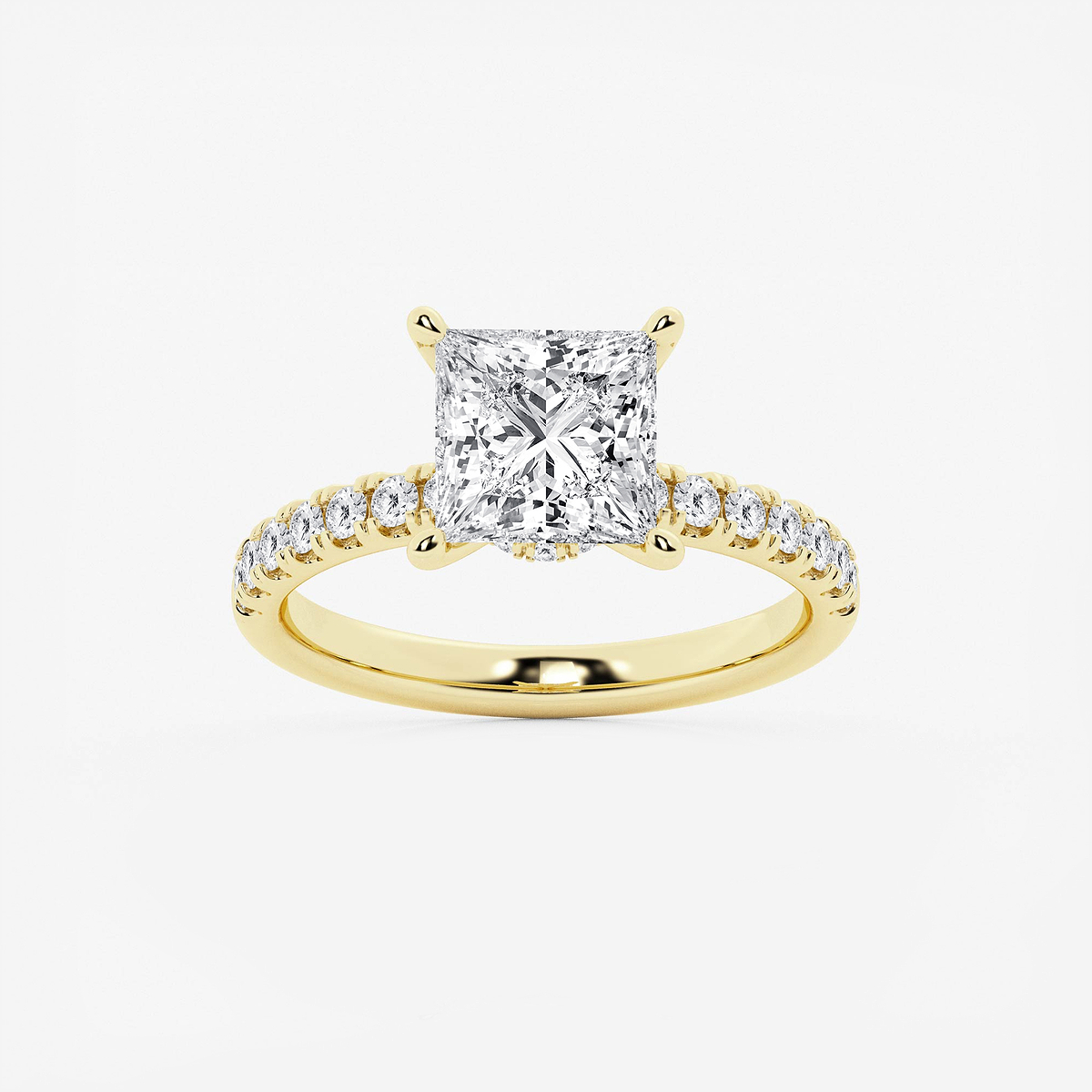 3 ctw Princess Lab Grown Diamond Hidden Halo Engagement Ring