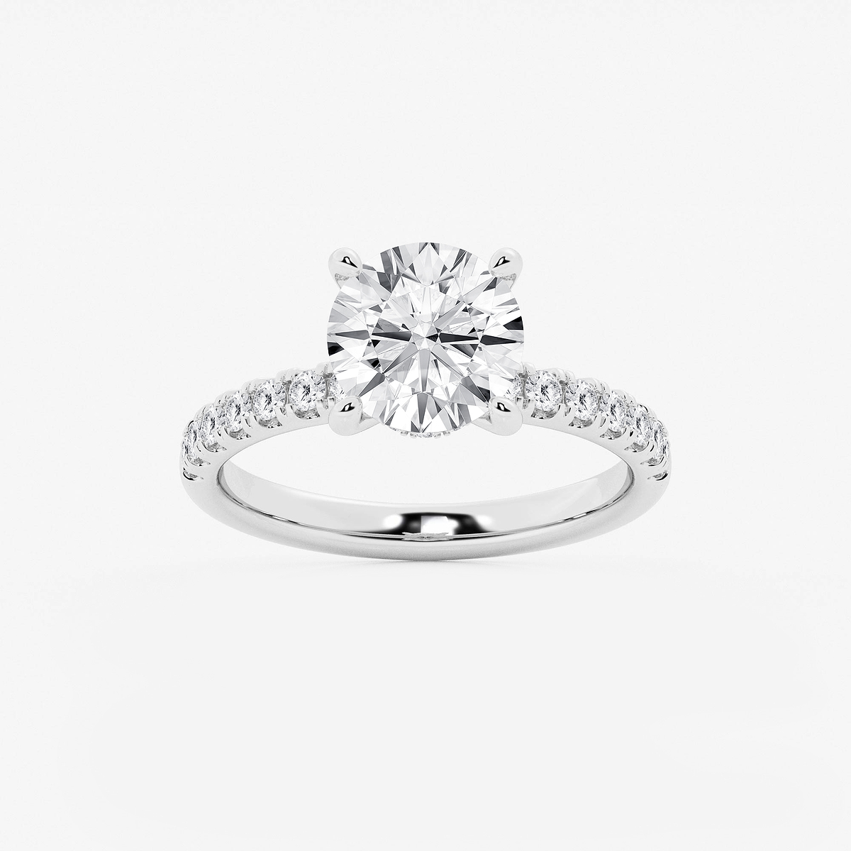 3 ctw Round Lab Grown Diamond Hidden Halo Engagement Ring
