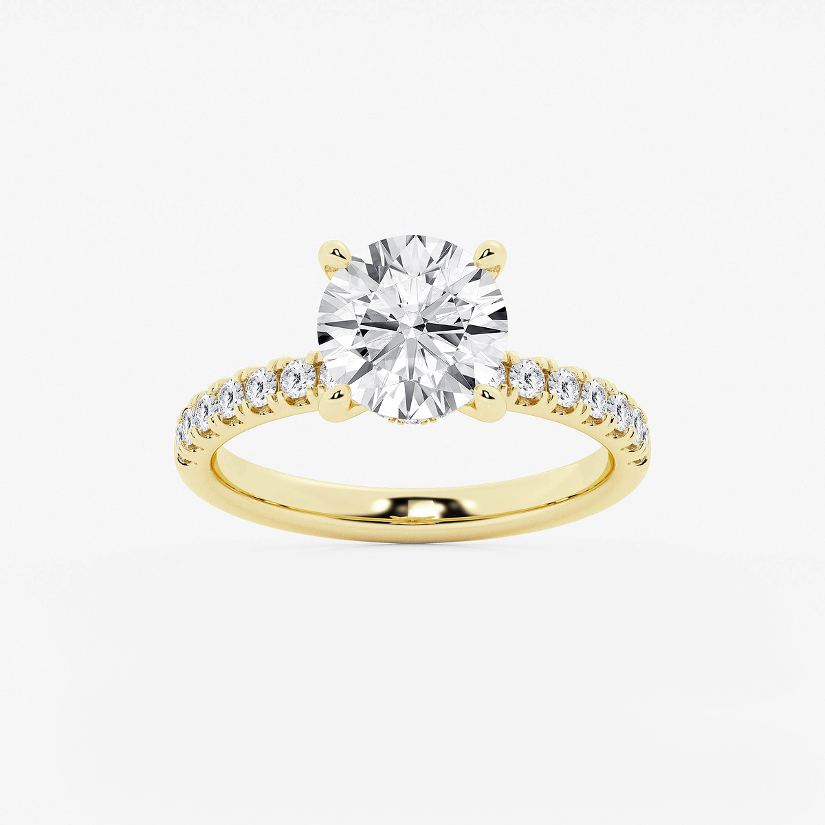 3 ctw Round Lab Grown Diamond Hidden Halo Engagement Ring
