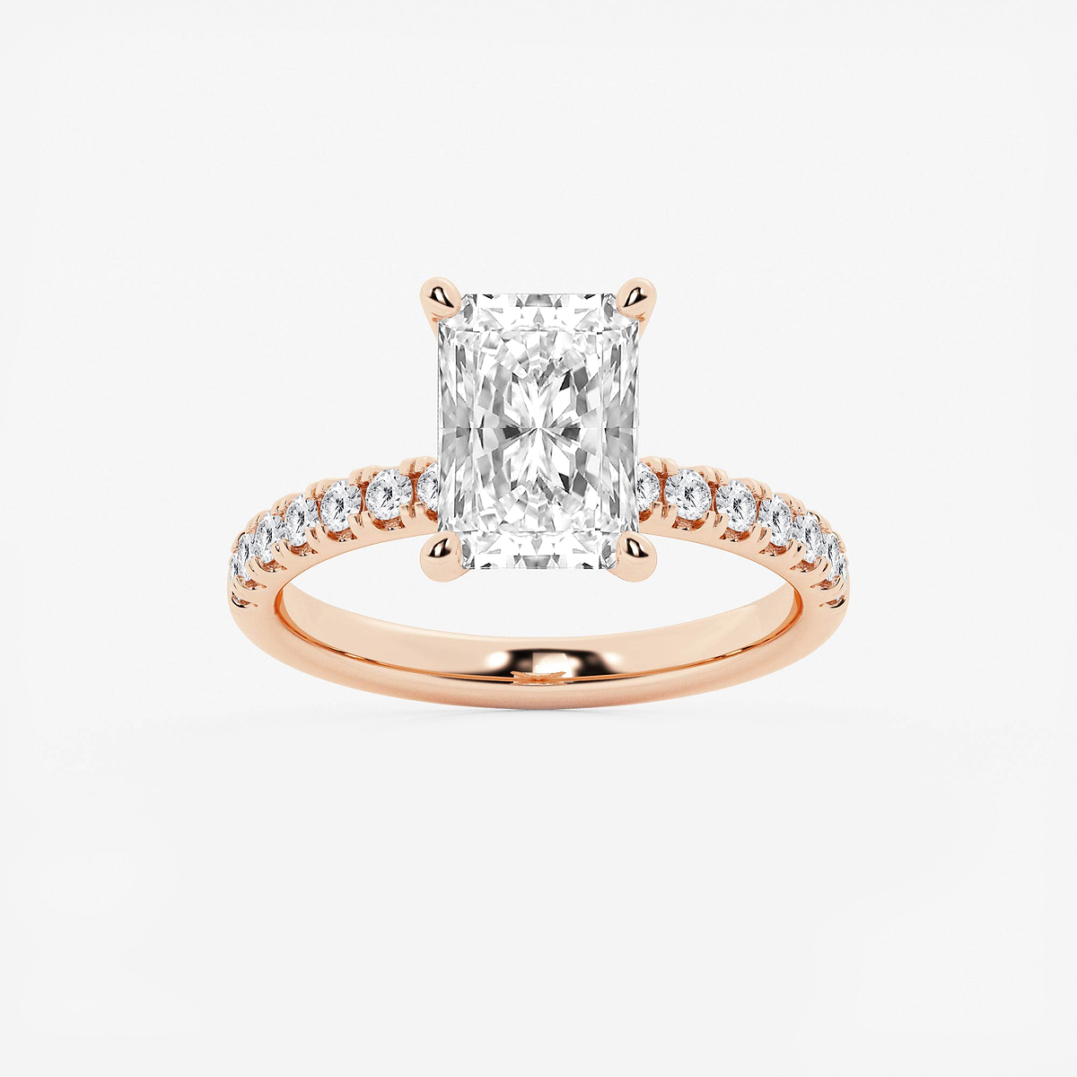 3 ctw Radiant Lab Grown Diamond Hidden Halo Engagement Ring