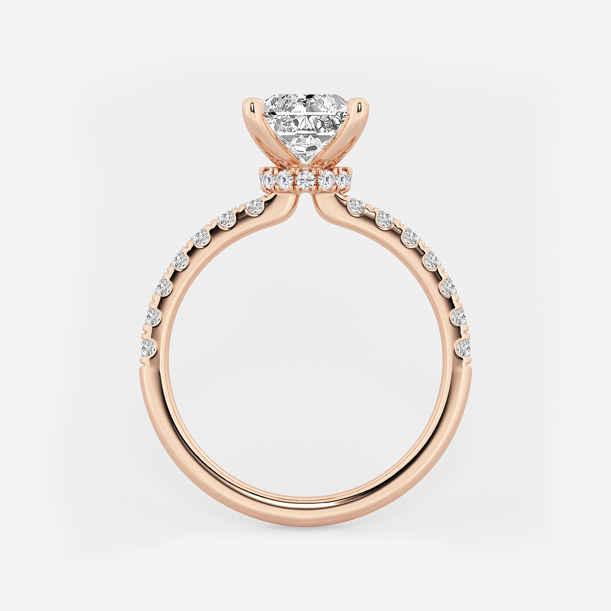 Additional Image 1 for  3 ctw Radiant Lab Grown Diamond Hidden Halo Engagement Ring