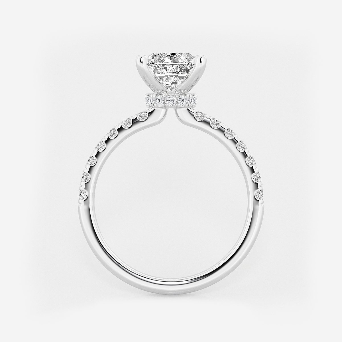 3 ctw Radiant Lab Grown Diamond Hidden Halo Engagement Ring 14K White Gold, D, VVS