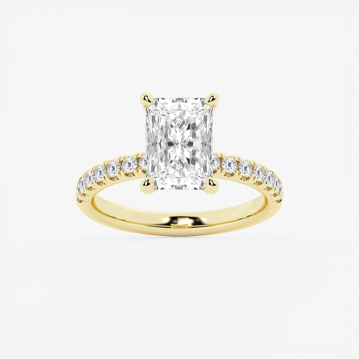 3 ctw Radiant Lab Grown Diamond Hidden Halo Engagement Ring