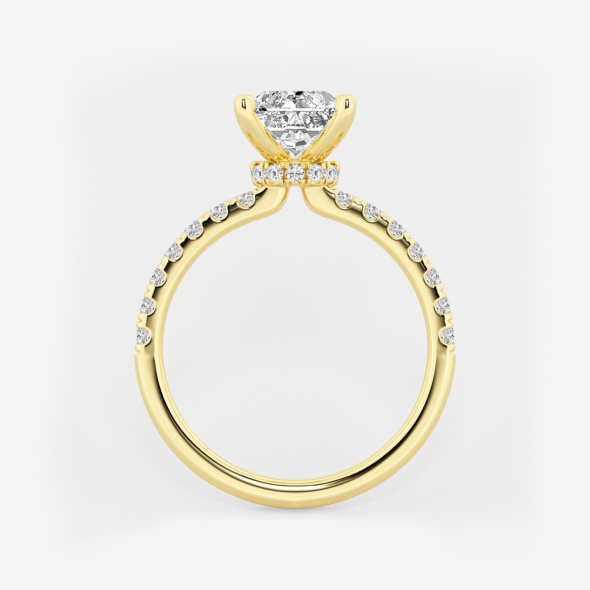Additional Image 1 for  3 ctw Radiant Lab Grown Diamond Hidden Halo Engagement Ring