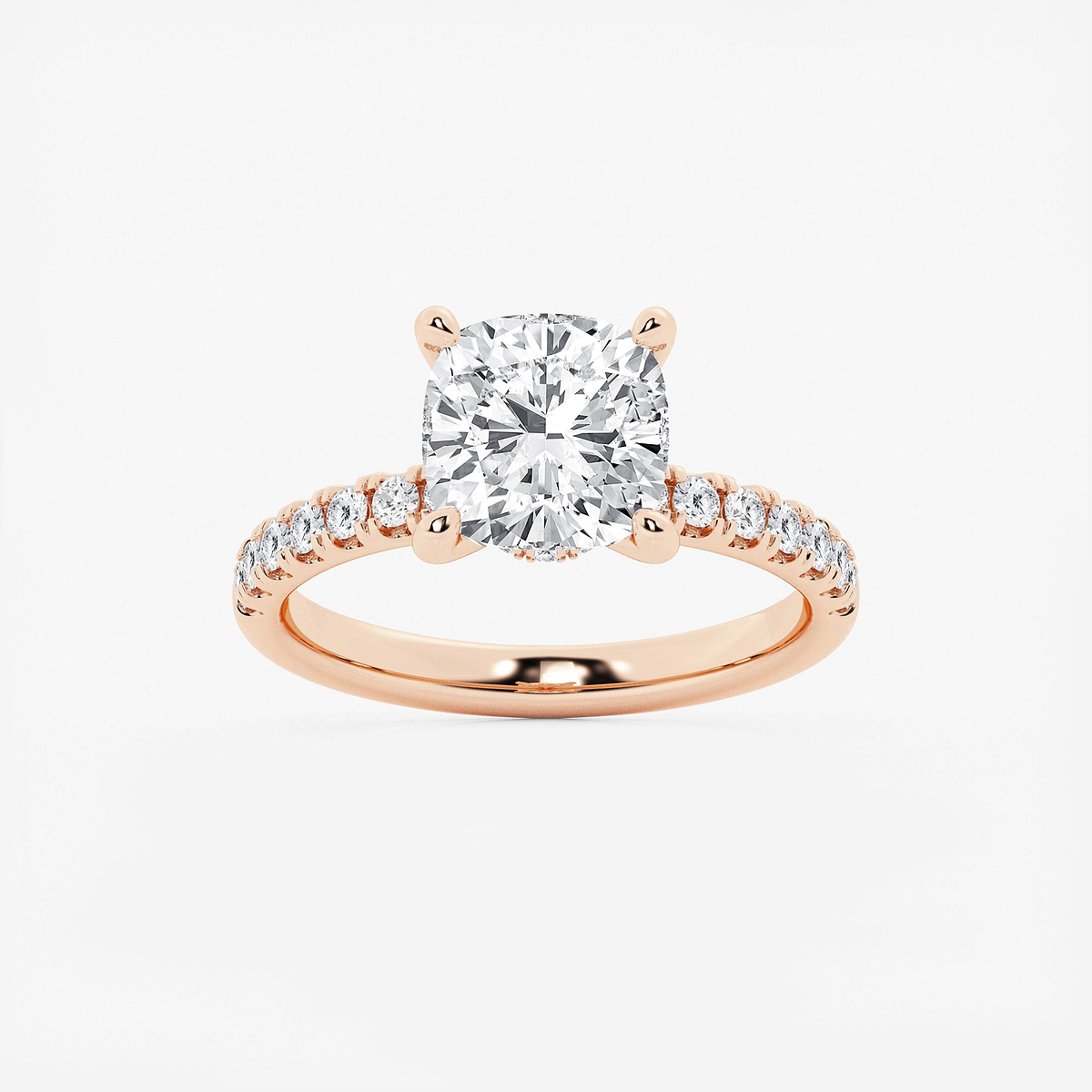 3 1/2 ctw Cushion Lab Grown Diamond Hidden Halo Engagement Ring