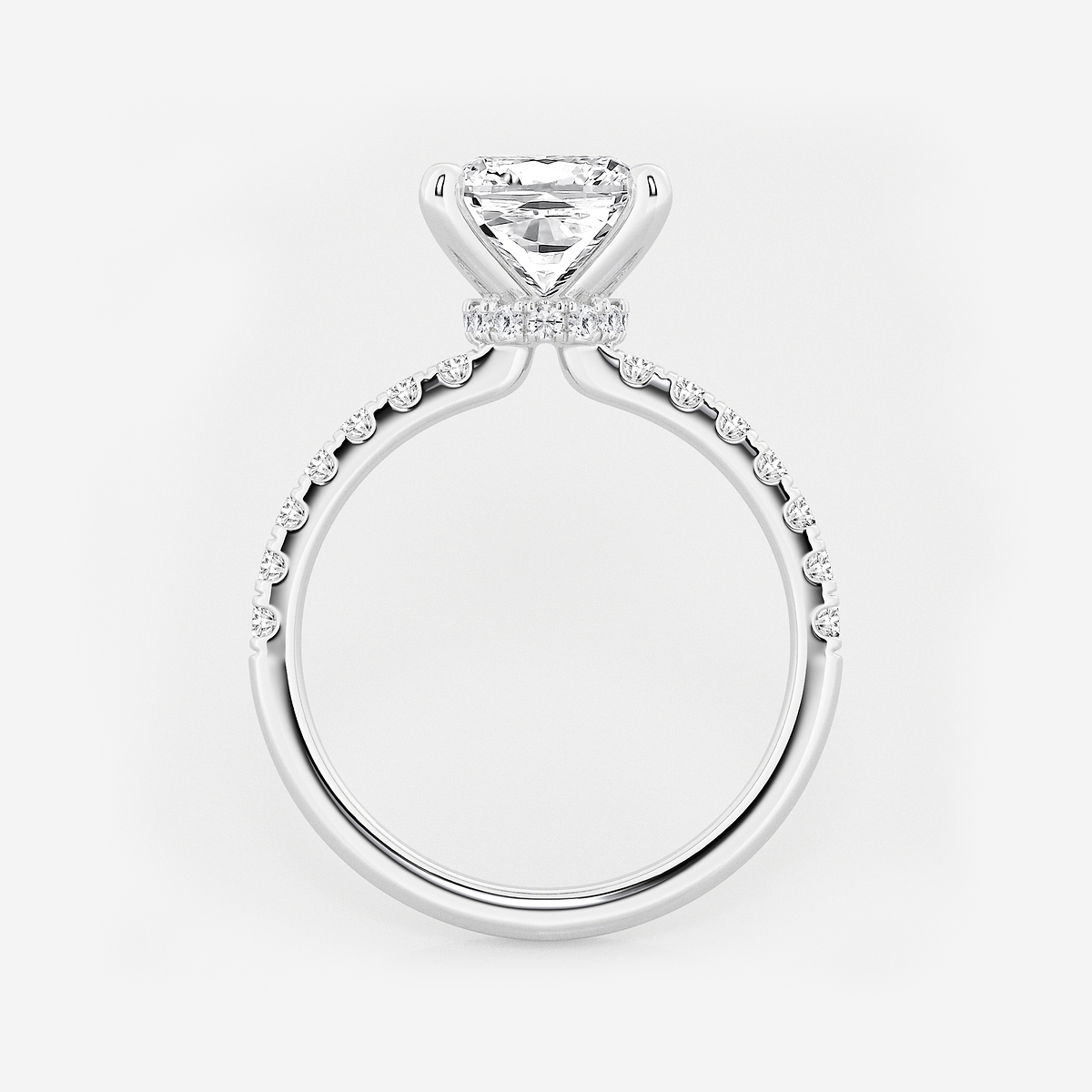 Additional Image 1 for  3 1/2 ctw Cushion Lab Grown Diamond Hidden Halo Engagement Ring