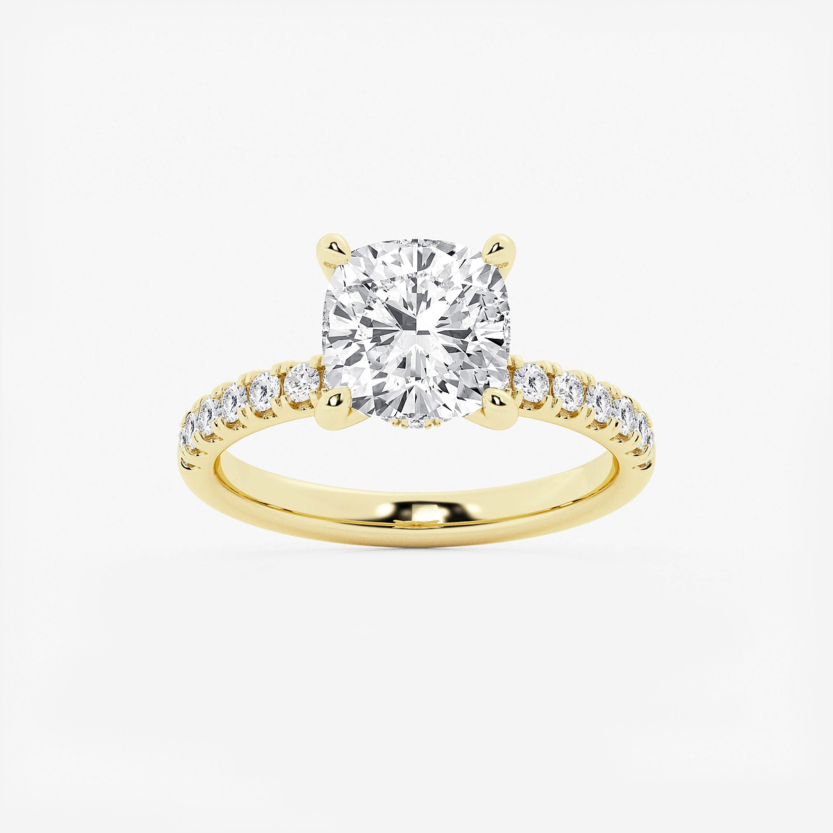 3 1/2 ctw Cushion Lab Grown Diamond Hidden Halo Engagement Ring