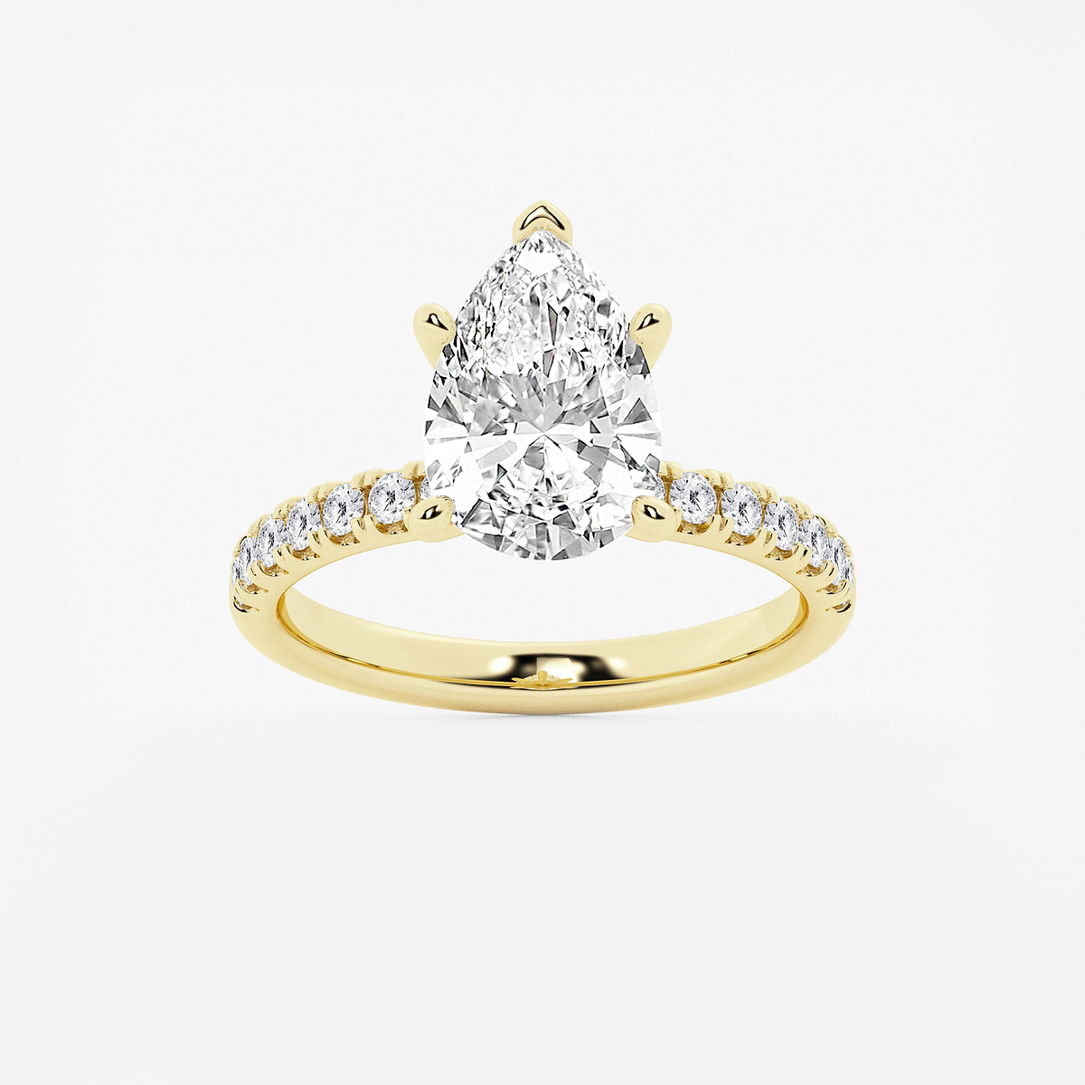 3 1/2 ctw Pear Lab Grown Diamond Hidden Halo Engagement Ring