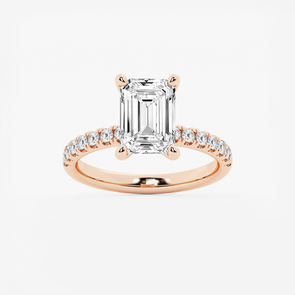 3 1/2 ctw Emerald Lab Grown Diamond Hidden Halo Engagement Ring