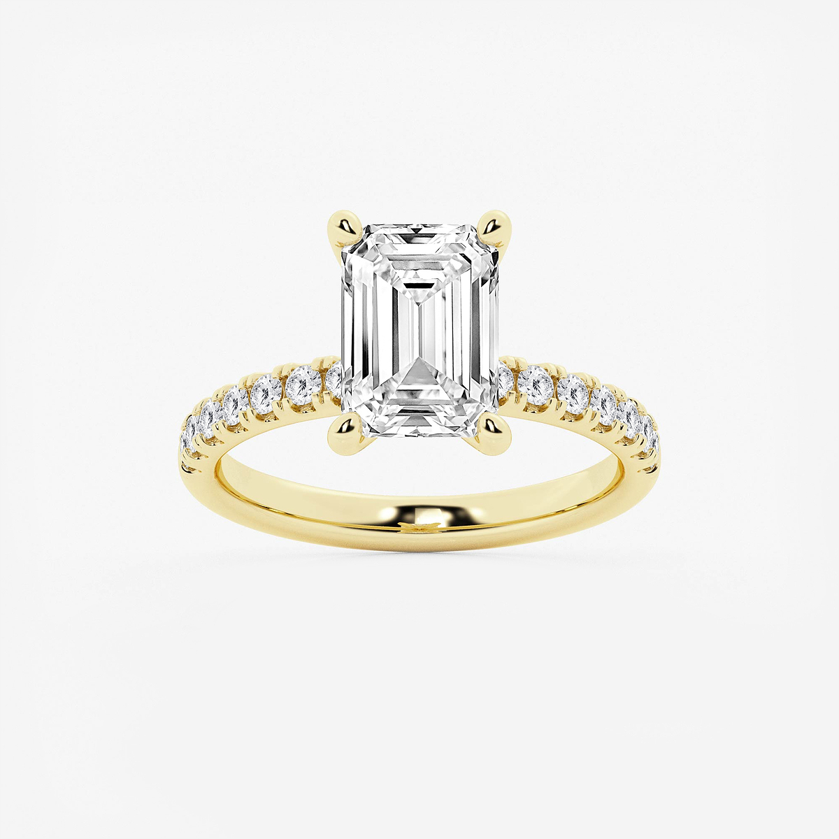 3 1/2 ctw Emerald Lab Grown Diamond Hidden Halo Engagement Ring