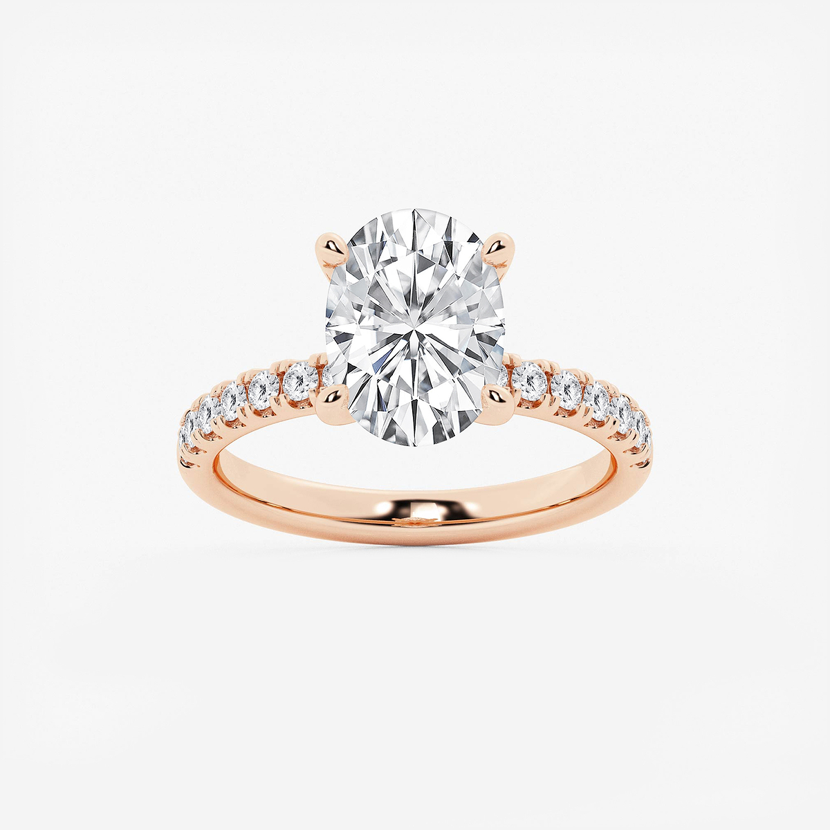 3 1/2 ctw Oval Lab Grown Diamond Hidden Halo Engagement Ring