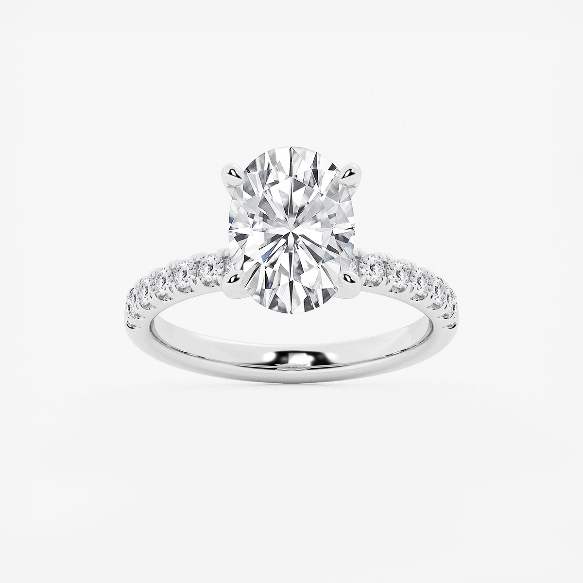 3 1/2 ctw Oval Lab Grown Diamond Hidden Halo Engagement Ring