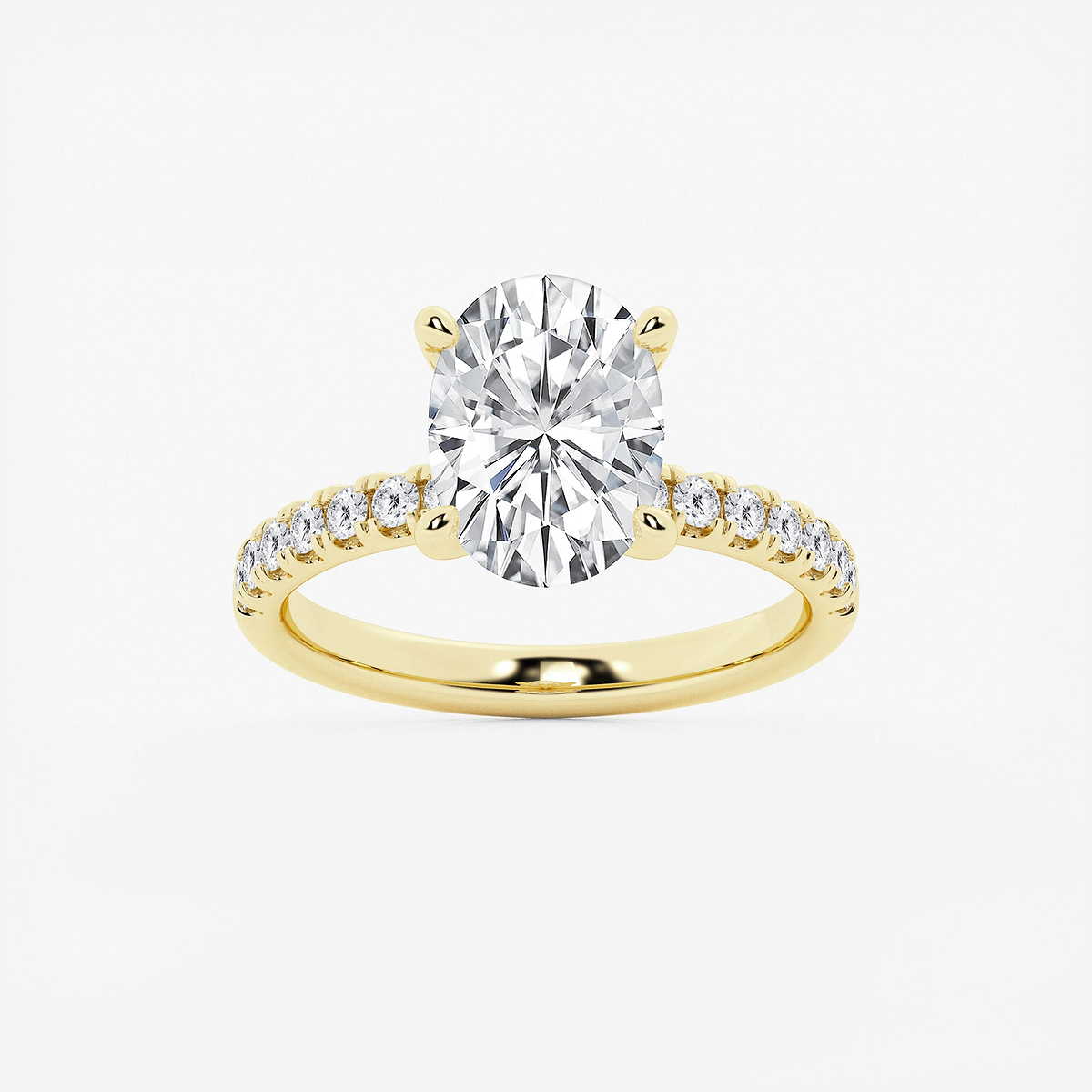 3 1/2 ctw Oval Lab Grown Diamond Hidden Halo Engagement Ring
