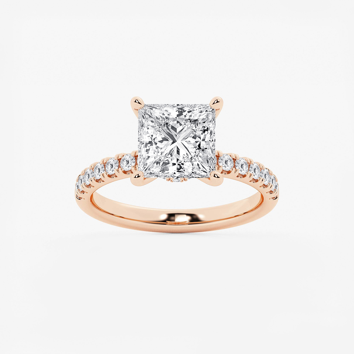 3 1/2 ctw Princess Lab Grown Diamond Hidden Halo Engagement Ring