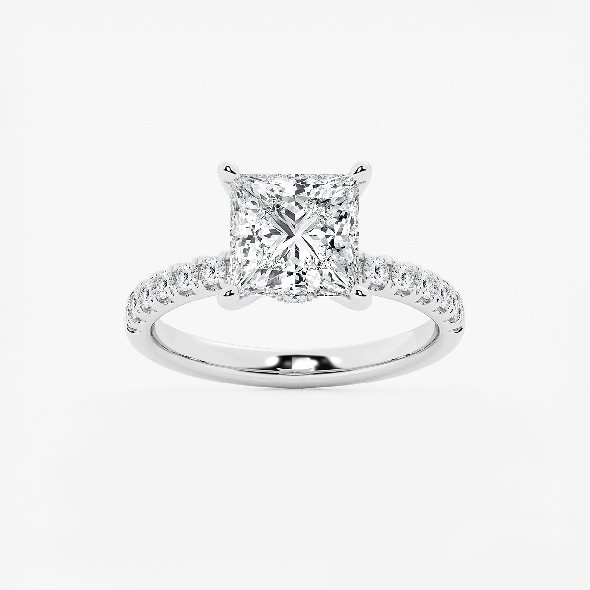 3 1/2 ctw Princess Lab Grown Diamond Hidden Halo Engagement Ring