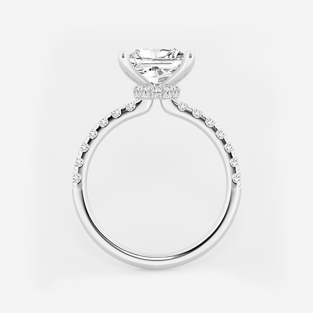 Additional Image 1 for  3 1/2 ctw Princess Lab Grown Diamond Hidden Halo Engagement Ring