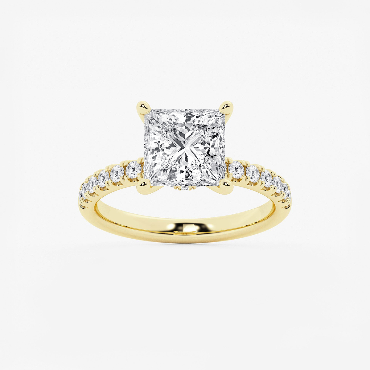 3 1/2 ctw Princess Lab Grown Diamond Hidden Halo Engagement Ring