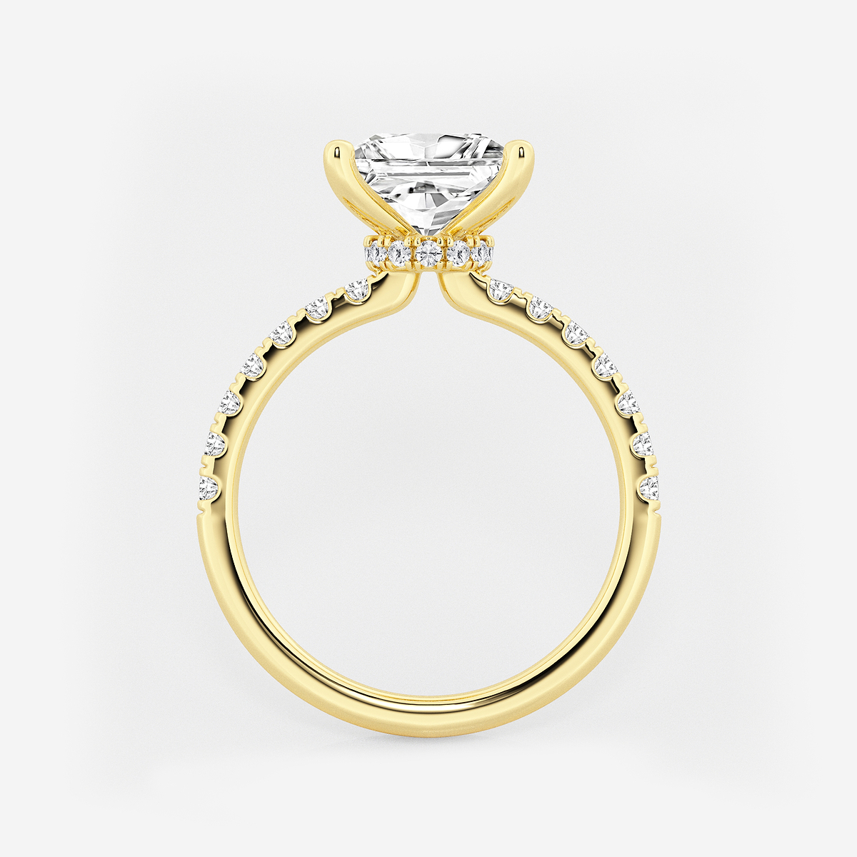Additional Image 1 for  3 1/2 ctw Princess Lab Grown Diamond Hidden Halo Engagement Ring