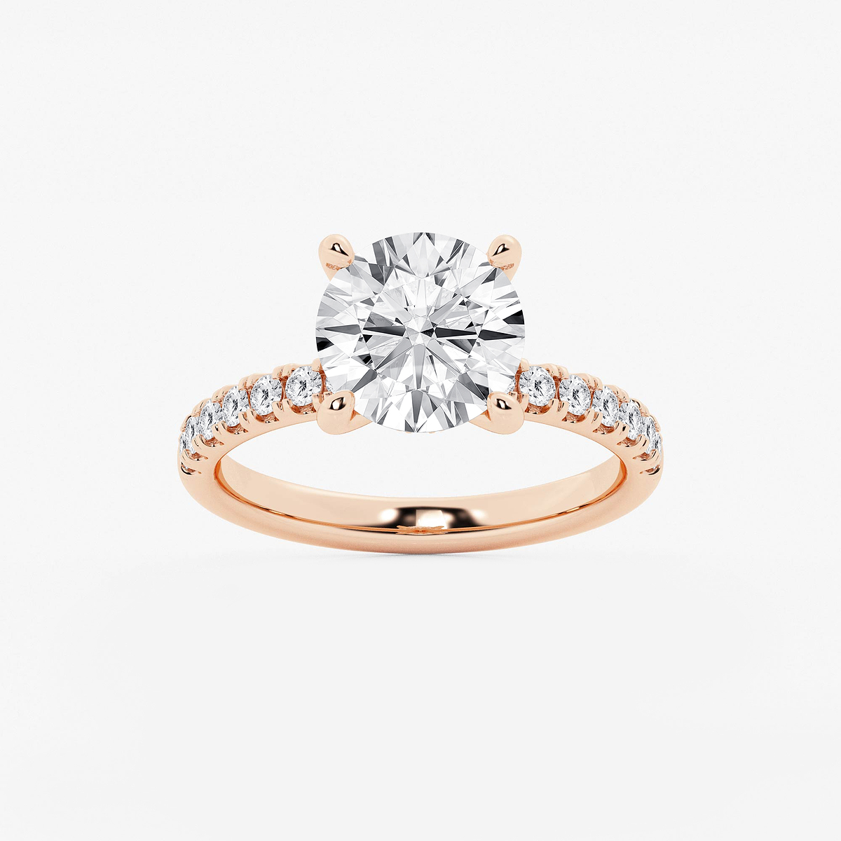 3 1/2 ctw Round Lab Grown Diamond Hidden Halo Engagement Ring