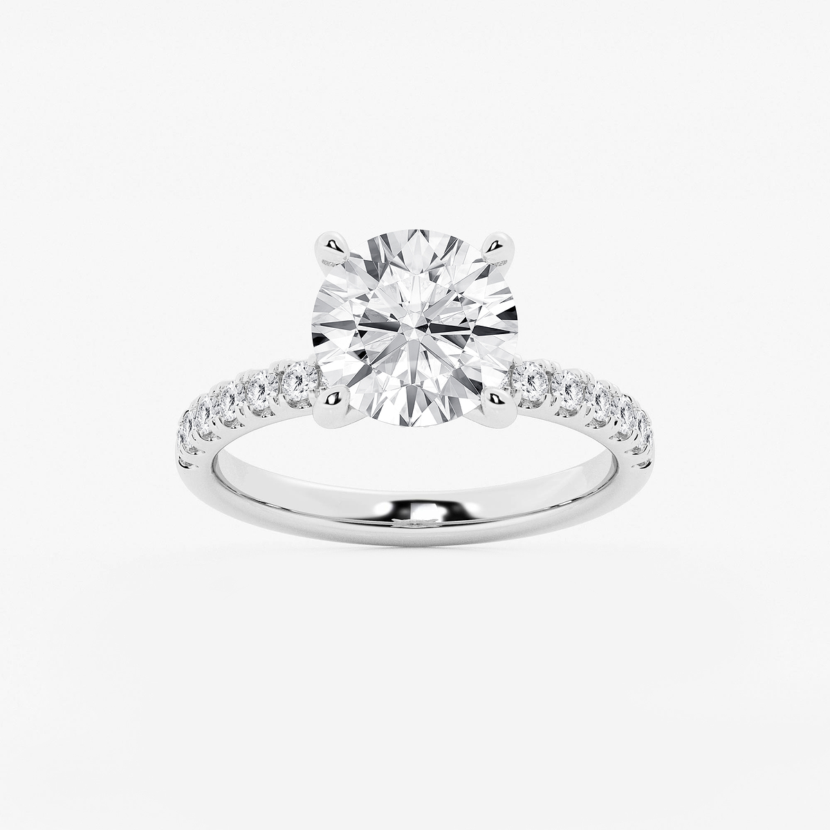 3 1/2 ctw Round Lab Grown Diamond Hidden Halo Engagement Ring