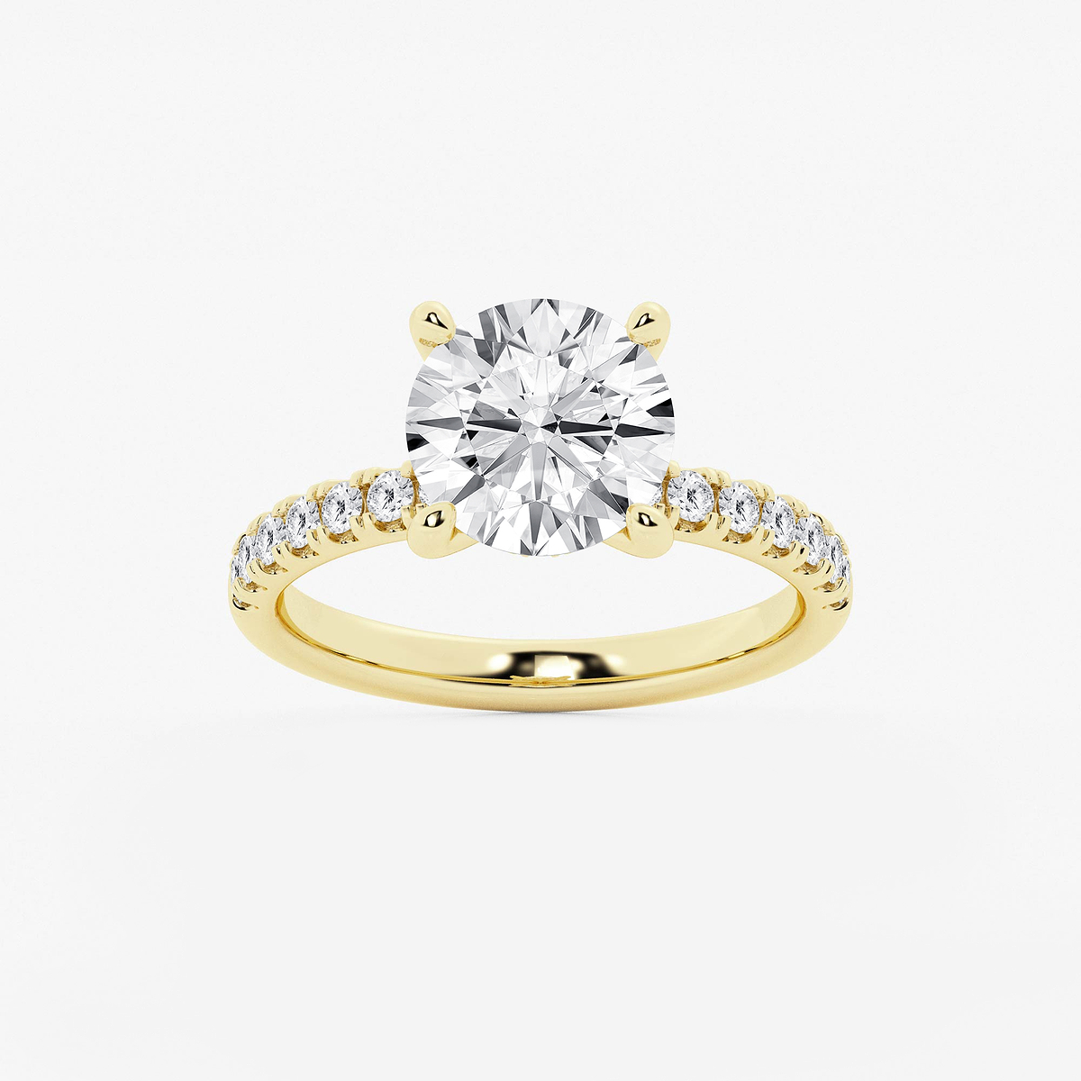 3 1/2 ctw Round Lab Grown Diamond Hidden Halo Engagement Ring