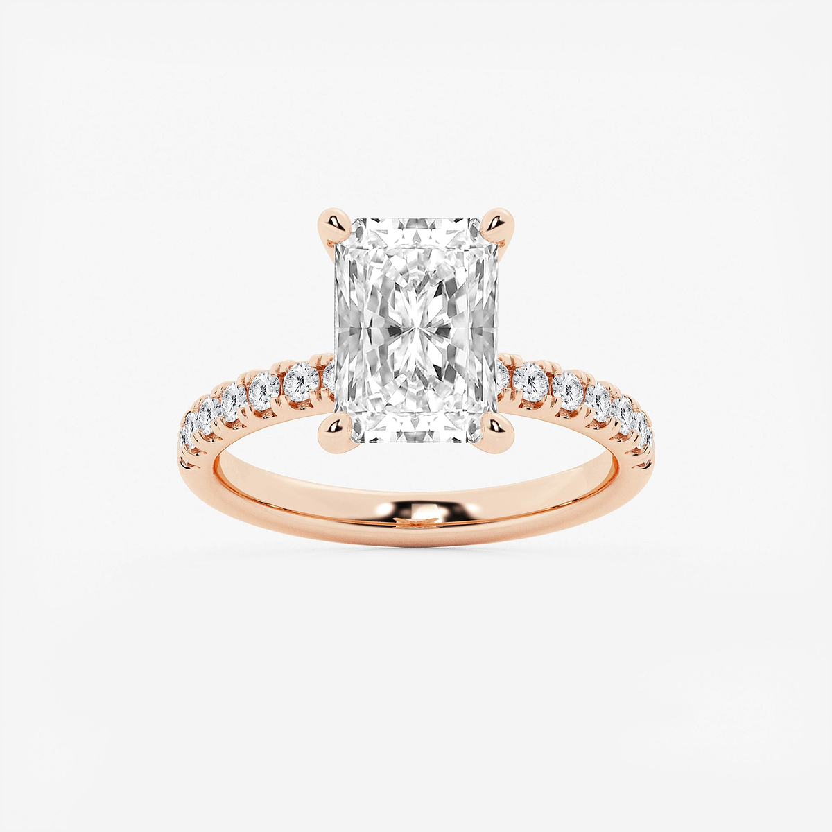 3 1/2 ctw Radiant Lab Grown Diamond Hidden Halo Engagement Ring