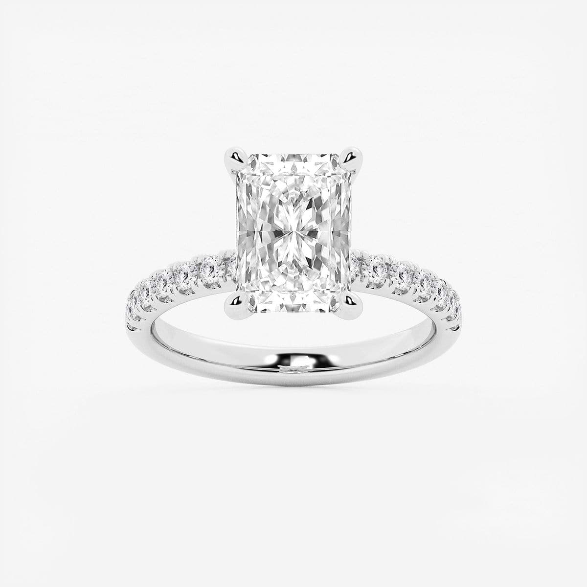 3 1/2 ctw Radiant Lab Grown Diamond Hidden Halo Engagement Ring 14K White Gold, E+, VS1+