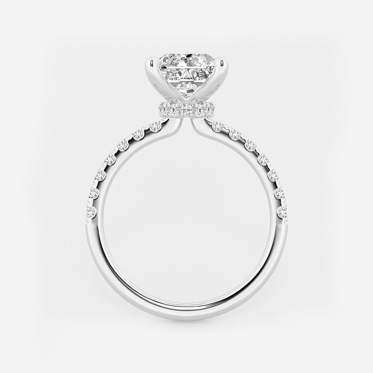 3 1/2 ctw Radiant Lab Grown Diamond Hidden Halo Engagement Ring 14K White Gold, E+, VS1+