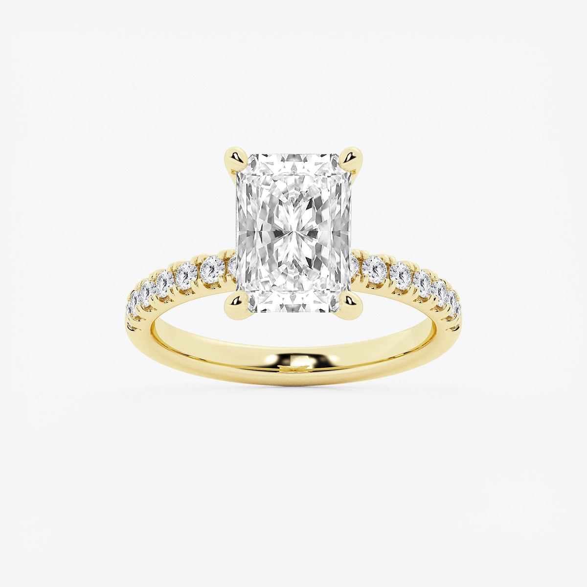 3 1/2 ctw Radiant Lab Grown Diamond Hidden Halo Engagement Ring