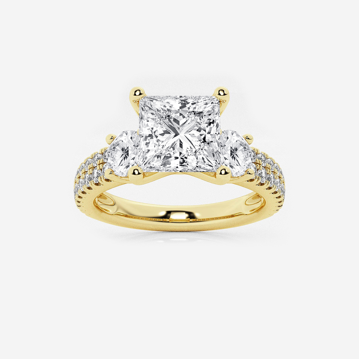2 1/4 ctw Princess Lab Grown Diamond Engagement Ring with Double Row Side Accents