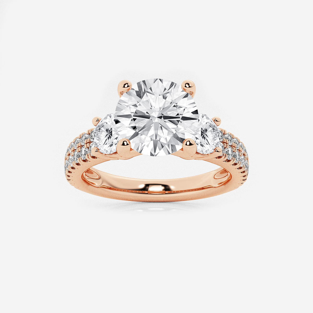 2 1/4 ctw Round Lab Grown Diamond Engagement Ring with Double Row Side Accents
