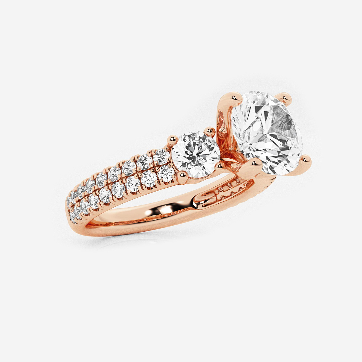 Additional Image 1 for  2 1/4 ctw Round Lab Grown Diamond Engagement Ring with Double Row Side Accents