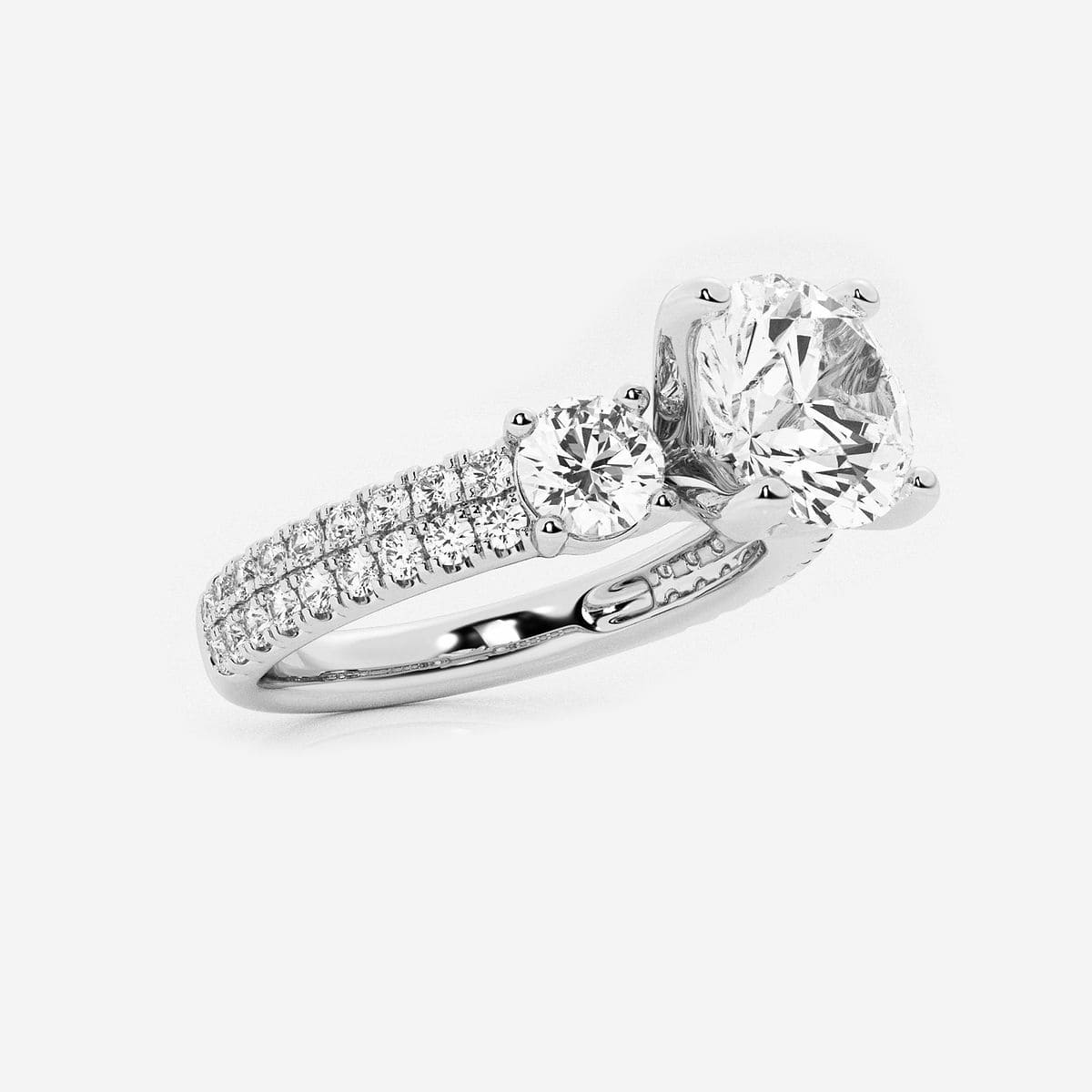 Additional Image 1 for  2 1/4 ctw Round Lab Grown Diamond Engagement Ring with Double Row Side Accents